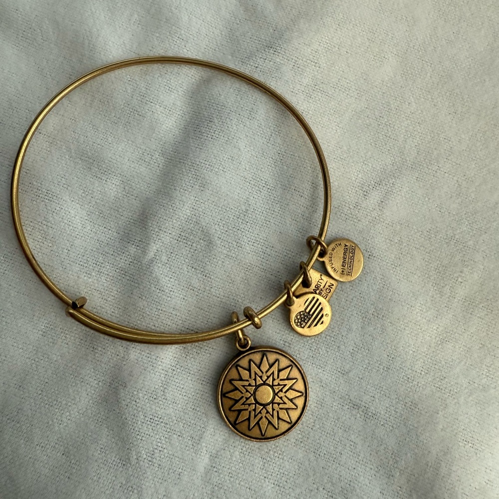 Gold Charm Bangle Bracelet- Sun Bangle